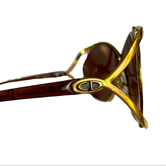 DIOR 80s Vintage Butterfly Oversized Sunglasses: Sable, Brown, Logo, Gold - Picture 7 of 17